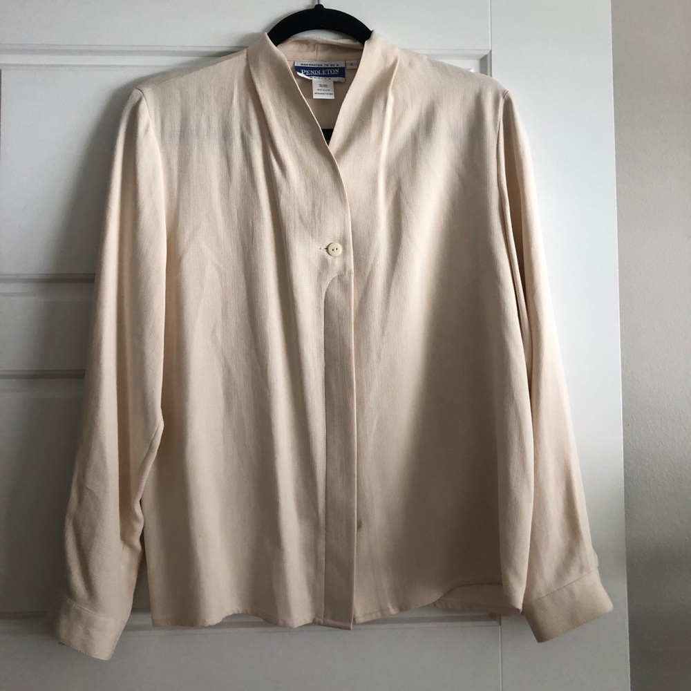 Cream 100% silk vintage blouse